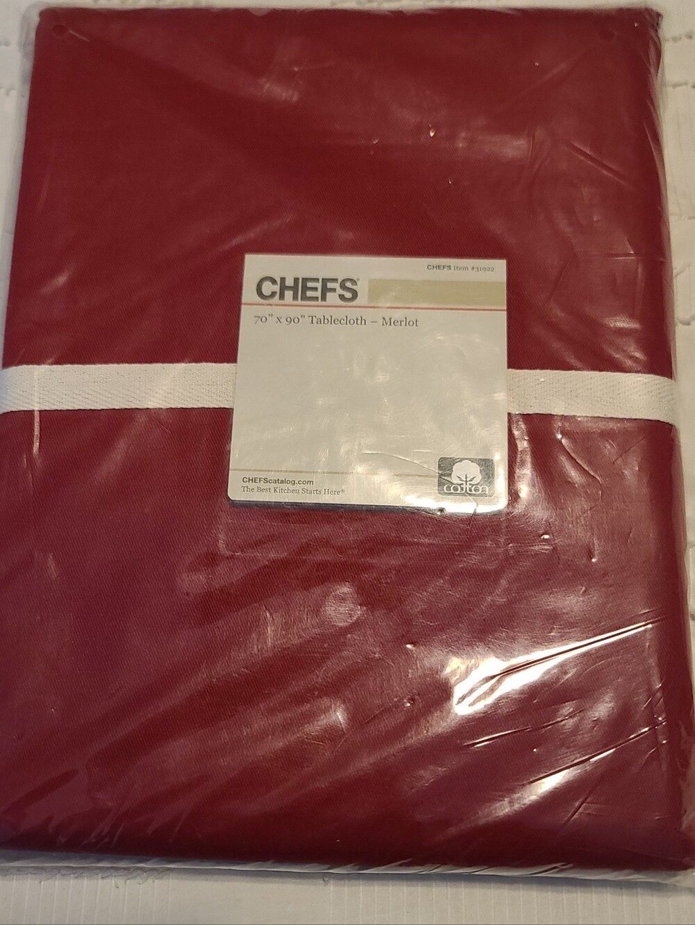 New CHEFS 70 x 90 Cotton Tablecloth Red Merlot Solid Rectangle